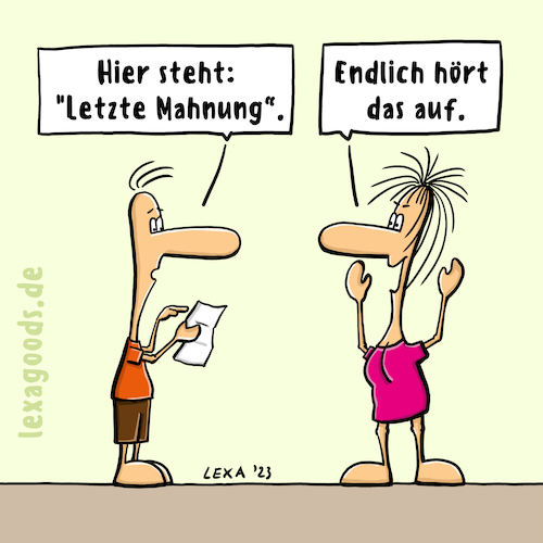 Cartoon: lexatoon Letzte Mahnung (medium) by lexatoons tagged lexatoon,letzte,mahnung,irrtum,zahlung,rechnung,lexatoon,letzte,mahnung,irrtum,zahlung,rechnung