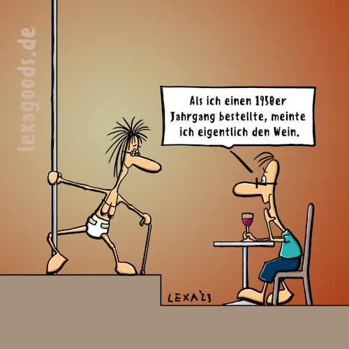 Cartoon: lexatoon reifer Jahrgang (medium) by lexatoons tagged lexatoon,omas,pooldance,rente,club,senioren,opa,rotlicht,wein,jahrgang,lexatoon,omas,pooldance,rente,club,senioren,opa,rotlicht,wein,jahrgang