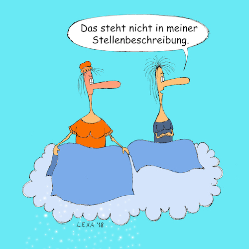 Cartoon: lexatoon Stellenbeschreibung (medium) by lexatoons tagged lexatoon,frau,holle,winter,pechmarie,faul,betten,ausschütteln,märchen,grimm,lexatoon,frau,holle,winter,pechmarie,faul,betten,ausschütteln,märchen,grimm