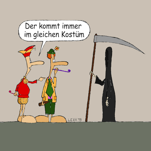 Cartoon: lexatoon Tod beim Fasching (medium) by lexatoons tagged lexatoon,faschingskostüm,tod,karneval,fasching,fastnacht,lexatoon,faschingskostüm,tod,karneval,fasching,fastnacht