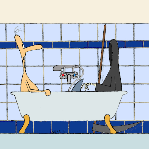 Cartoon: lexatoon Tod in der Badewanne (medium) by lexatoons tagged lexatoon,badewanne,loriot,tod,sterben,hai,lexatoon,badewanne,loriot,tod,sterben,hai