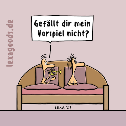 Cartoon: lexatoon Vorspiel (medium) by lexatoons tagged lexatoon,vorspiel,mit,trompete,gefällt,dir,mein,nicht,liebe,date,beziehungen,erotik,ehe,lexatoon,vorspiel,mit,trompete,gefällt,dir,mein,nicht,sex,liebe,date,beziehungen,erotik,ehe