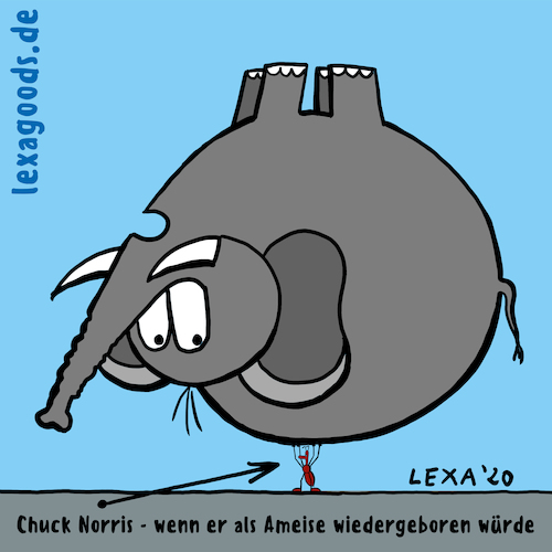 Cartoon: lexatoon Wiedergeburt (medium) by lexatoons tagged lexatoon,chuck,norris,als,ameise,elefant,wiedergeburt,lexatoon,chuck,norris,als,ameise,elefant,wiedergeburt