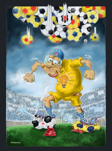 Cartoon: Futbola Gozalti (medium) by Gölebatmaz tagged turkey,tayyip,diktator,futbol,galatasaray,fener,besiktas