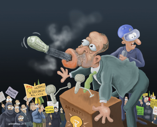 Cartoon: gaz bombasi (medium) by Gölebatmaz tagged gaz,erdogan,tayyip,recep,diktator,parki,gezi,bomba,taksim,her,yer,direnis,capulcular