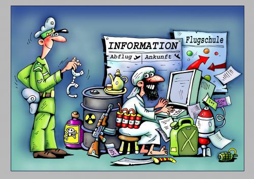 Cartoon: terrorismus (medium) by kurtu tagged no,,information,flugzeug,flughafen,terrorismus,waffe,verwaltung,abflug,ankunft,zoll,polizei,entführung,bombenanschlag,sicherheit,schutz