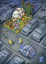 Cartoon: Ein ungewöhnlicher Garten (small) by kurtu tagged parkplatz,kleingarten,polizei,stadt