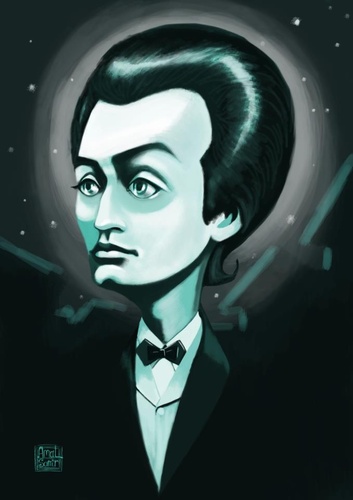 Cartoon: Mihai Eminescu (medium) by Amal Samir tagged cartoon,caricature,drawing,digital,painting