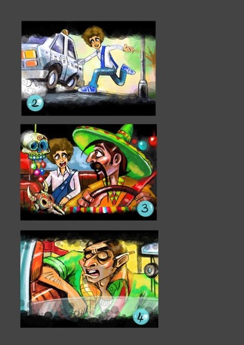 Cartoon: Storyboard (medium) by Amal Samir tagged illustration,comic,cartoon,mexican,man,digital,drawings,character