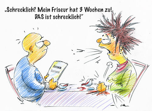 Cartoon: 3 Wochen ohne Friseur (medium) by kugel2020 tagged friseur,ausgangsbeschränkung,corona,geschlossen