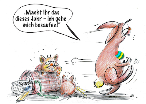 Cartoon: Ostern geht an Hamster (medium) by kugel2020 tagged corona,ostern,hase,2020,hamster,hamsterkäufe,klopapier