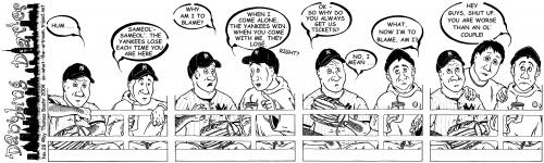 Cartoon: At the Ballgame I. (medium) by Penguin_guy tagged ballgame,baseball,mlb,new,york,yankees,old,couple,thomas,baehr