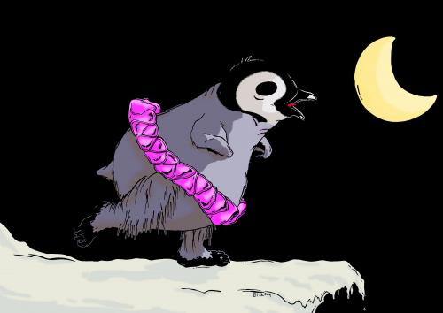 Cartoon: Moondance (medium) by Penguin_guy tagged penguins,pinguine,pets,tiere,animals,langeweile,tanz,tanzen,dance,dancing,tutu,ballet,moon,thomas,baehr,klimawandel,climate,change,pinguin,pinguine,tier,tiere,vogel,vögel,arktis,tanzen,tutu,ballet