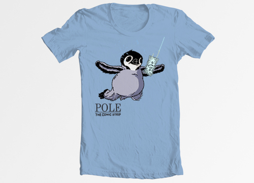 Cartoon: Nevermind Tribute Penguin Shirt (medium) by Penguin_guy tagged pole,penguin,pinguin,nevermind,nirvana,thomas,baehr,comicstriptees,tshirt,emperor,chick
