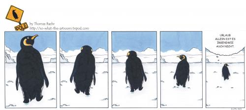 Cartoon: POLE Strip No. 41 (medium) by Penguin_guy tagged penguins,pinguine,pets,tiere,animals,snow,schnee,einsamkeit,loneliness,urlaub,reise,travel,vacation,holiday,thomas,baehr,klimawandel,climate,change