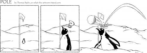 Cartoon: POLE Strip No. 68 (medium) by Penguin_guy tagged penguins,pinguine,pets,tiere,animals,golf,thomas,baehr,klimawandel,climate,change