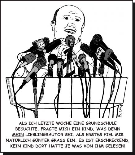 Cartoon: Politiker_6 (medium) by Penguin_guy tagged politiker,guenter,grass,kinder,schule,lesen,buecher,politiker,rede,redner,pult,podium,podest,bücher,ansprache,politik,interview,presse,medien,grundschule,autor,günter,grass,lesen,bildung,schrifsteller