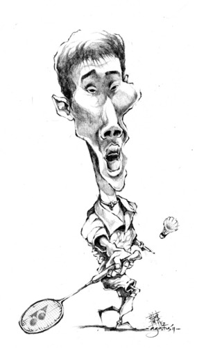 Cartoon: lee chong wei (medium) by cakBOY tagged lee,chong,wei,caricature,malaysia,badminton