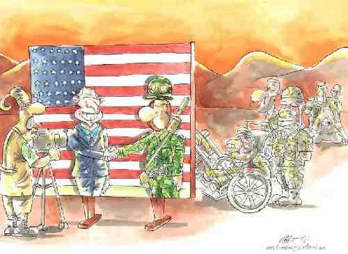 Cartoon: CON LA TROPA (medium) by Mario Almaraz tagged desierto,soldados