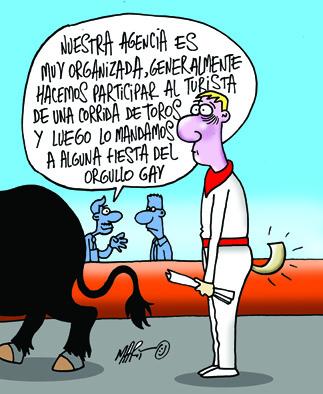 Cartoon: SI TE AGARRA EL TORO (medium) by Mario Almaraz tagged toro,turista