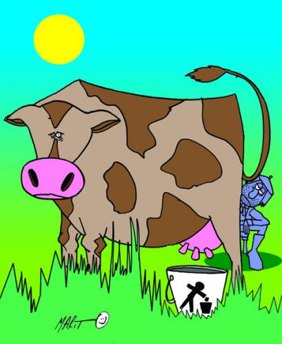 Cartoon: TIRAR LA LECHE (medium) by Mario Almaraz tagged vaca