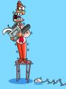 Cartoon: Temor (small) by Mario Almaraz tagged hombre,sobre,un,banquito