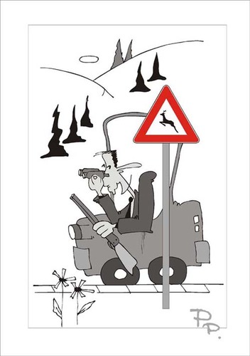 Cartoon: Traffic sign (medium) by paraistvan tagged sign,traffic,hunting