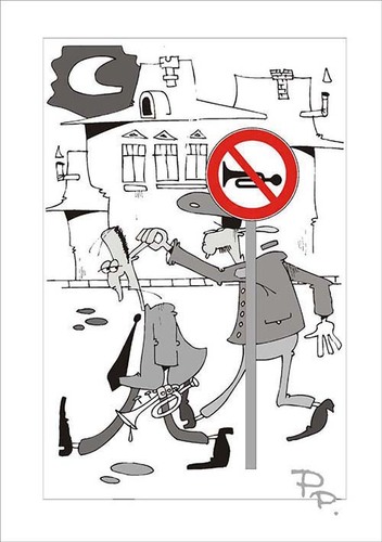 Cartoon: Traffic sign (medium) by paraistvan tagged sign,traffic,cop,trumpet