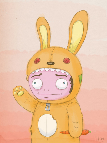 Cartoon: I am not Frank (medium) by thomas_hollnack tagged bunny,boy,rabbit,costume,metamorphosis