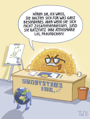 Cartoon: ... (medium) by Tobias Wieland tagged universum,weltall,all,klima,planet,business,firma,büro,system,solar,sonnensystem,erde,sonne,sonne,erde,sonnensystem,solar,system,firma,büro,planet,business,klima,universum,weltall