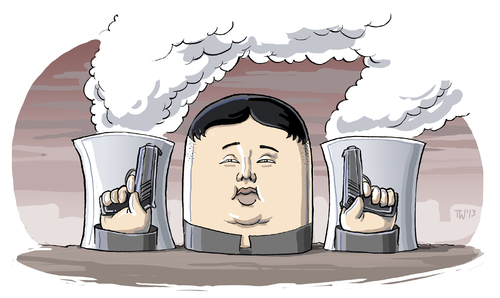 Cartoon: Kim Jong Uran (medium) by Tobias Wieland tagged kim,jong,un,nordkorea,korea,atom,yongbyon,reaktor,uran,konflikt,usa,kalter,krieg,drohung,waffen,china,kim,jong,un,nordkorea,korea,atom,yongbyon,reaktor,uran,konflikt,usa,kalter,krieg,drohung,waffen,china