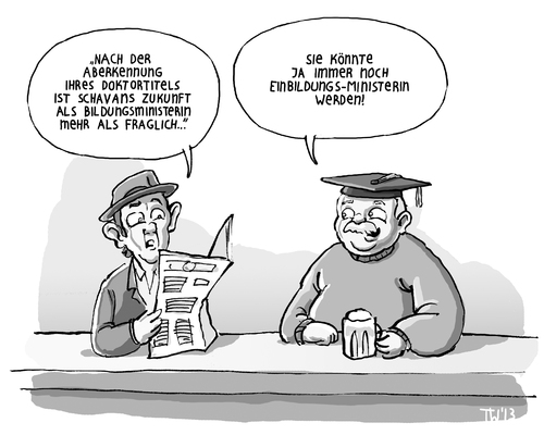 Cartoon: Plan B für Schavan (medium) by Tobias Wieland tagged annette,schavan,doktor,doktortitel,plagiat,aberkennung,universität,düsseldorf,bildung,bildungsministerin,cdu,ministerin,rücktritt,doktorarbeit,guttenberg