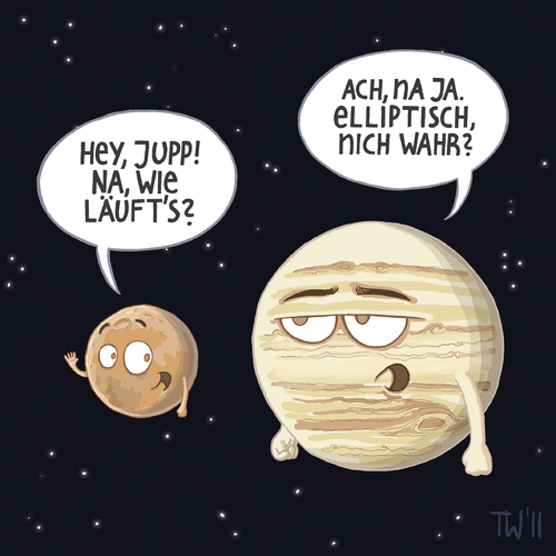 Cartoon: Schnack im Orbit (medium) by Tobias Wieland tagged planet,system,sun,solar,sonne,orbit,ellipse,sonnensystem,mars,jupiter,jupiter,mars,sonnensystem,ellipse,orbit,sonne,system,planet,universum,weltall