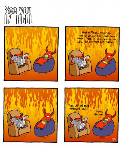 Cartoon: See you in hell (medium) by Tobias Wieland tagged see,you,in,hell,hölle,teufel,religion,fun,funny,humor,humour,