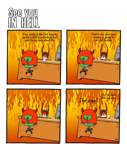 Cartoon: See you in hell (medium) by Tobias Wieland tagged see,you,in,hell,hölle,teufel,devil,religion,fun,funny,humor,humour,