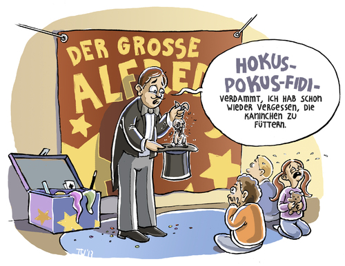 Cartoon: Ups (medium) by Tobias Wieland tagged zauberer,kaninchen,magie,show,kinder,geburtstag,tot,zylinder,fehler,zauberer,kaninchen,magie,show,kinder,geburtstag,tot,zylinder,fehler