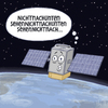 Cartoon: ... (small) by Tobias Wieland tagged satellit,erde,höhenangst,höhe,angst,all,weltraum,orbit,umlaufbahn