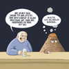 Cartoon: Zufällige Begegnung 2 (small) by Tobias Wieland tagged vulkan island bar kneipe ausbruch lava magma streit