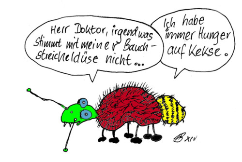 Cartoon: Bauchstreicheldüse (medium) by Marbez tagged bauchstreicheldüse,keksmonster