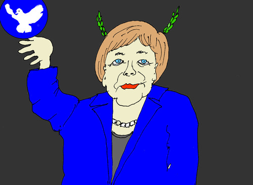 Cartoon: Friedensnobelpreis Frage 2015 (medium) by Marbez tagged merkel,friedensnobelpreis