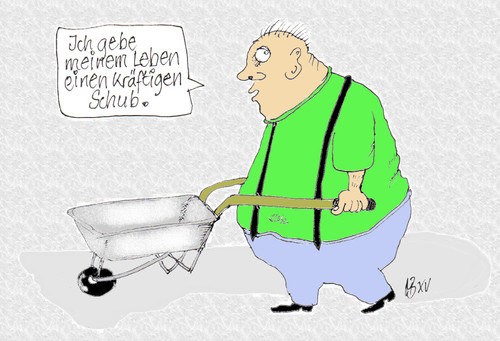 Cartoon: Neuer Schub im Leben (medium) by Marbez tagged leben,schub,antrieb