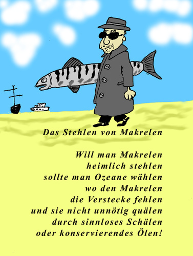 Cartoon: Stehlen von Makrelen (medium) by Marbez tagged stehlen,makrelen,ölen