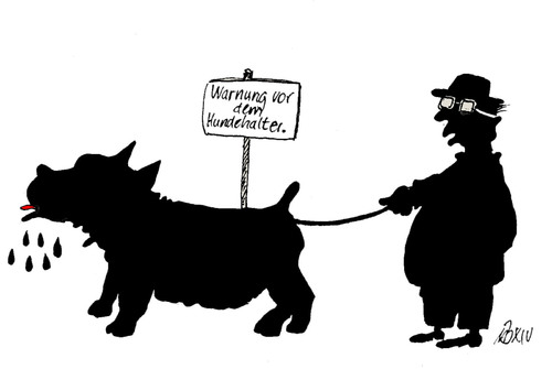 Cartoon: Warnung vor dem Hundehalter (medium) by Marbez tagged sabberei,hundehalter,warnung
