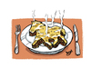 Cartoon: horse lasagne (small) by Dom Richards tagged horsemeat,scandal,cartoon,lasagne,findus