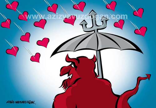 Cartoon: devil.. (medium) by azizyavuzdogan tagged care,love,attention,ragard,sevgi,korumak,aziz,yavuzdogan,devil,angel,cartoon,karikatür