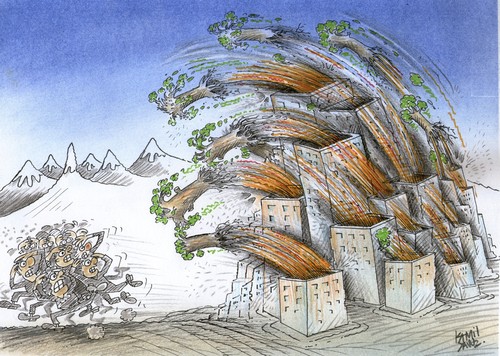 Cartoon: Major cities and trees... (medium) by kamil yavuz tagged insanlar