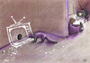 Cartoon: Cat TV and Human (small) by kamil yavuz tagged cat human tv