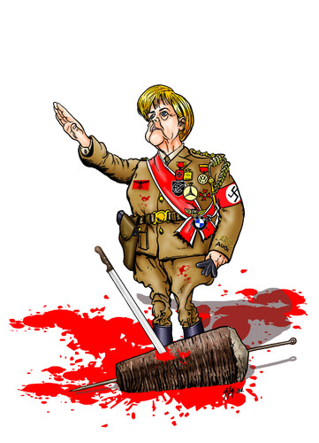 Cartoon: Engele Merkel  Neo Nazi (medium) by Hilmi Simsek tagged engele,merkel,neo,nazi,germany,turkish,döner,kebap,hitler