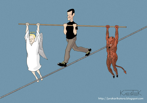 Cartoon: Balance (medium) by Jura Karikatura tagged angel,devil,balance,jura,karikatura