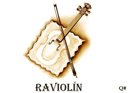 Cartoon: RAVIOLIN (medium) by QUIM tagged ravioli,,illustration,ravioli,violine,nudeln,pasta,teigware,teig,instrument,musik,saiteninstrument